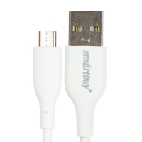 Кабель Smartbuy S25, microUSB - USB, 3 А, 1 м, TPE оплетка, быстрая зарядка, белый