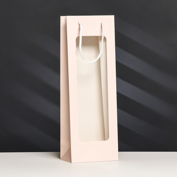 Пакет-переноска для цветов с PVC окном 12,5 × 8,5 × 36 см, розовый Пакет-переноска для цветов с PVC окном 12,5 × 8,5 × 36 см, розовый