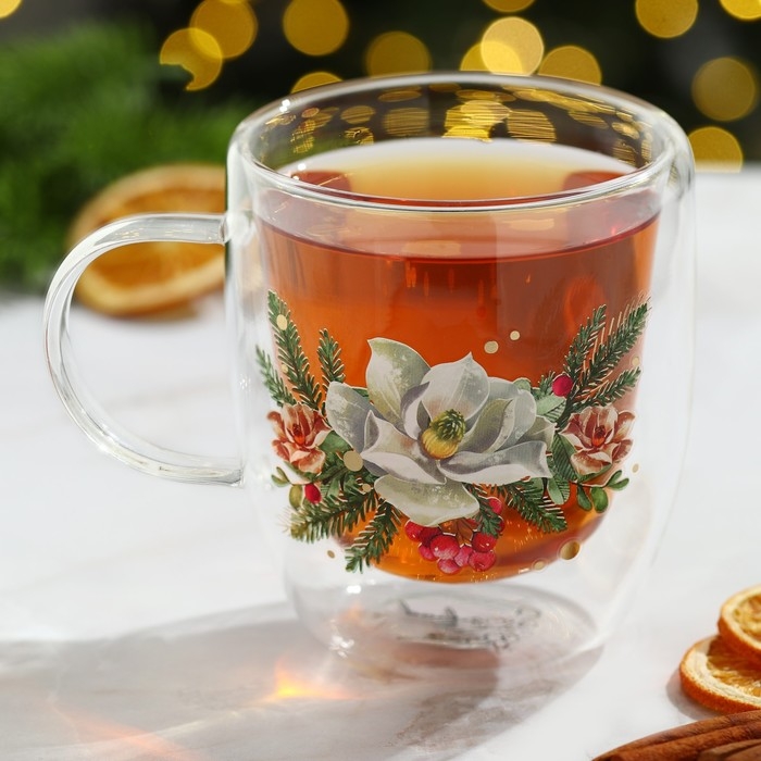 Кружка стеклянная с двойными стенками «Зимние истории», 300 мл Кружка стеклянная с двойными стенками «Зимние истории», 300 мл