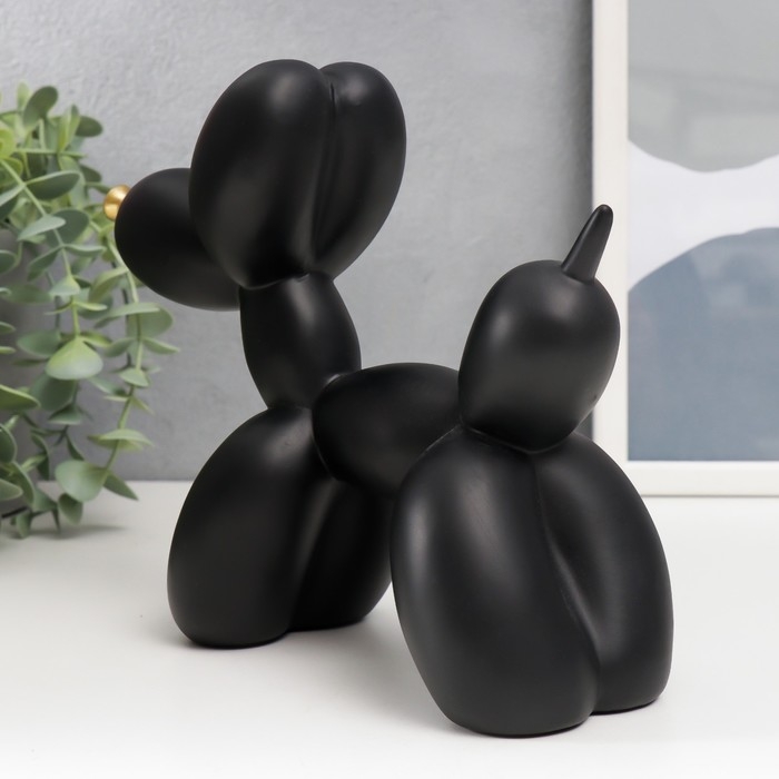 Сувенир полистоун Сувенир полистоун "Воздушный шарик - собачка с золотым носиком" чёрный 7,5х20,5х17,5 см