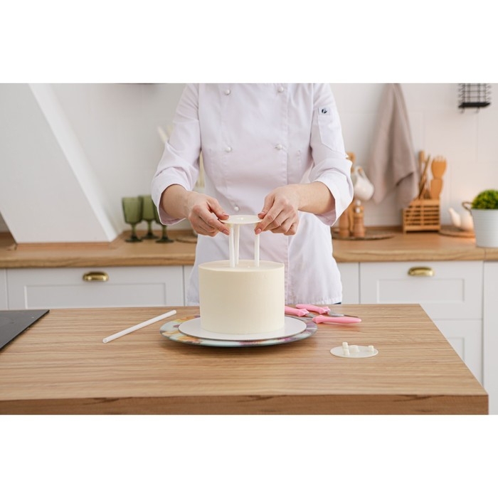 Набор палочек - дюбелей для кондитерских изделий KONFINETTA, 8 шт, d=0,9 см, 30 см, цвет белый Набор палочек - дюбелей для кондитерских изделий KONFINETTA, 8 шт, d=0,9 см, 30 см, цвет белый