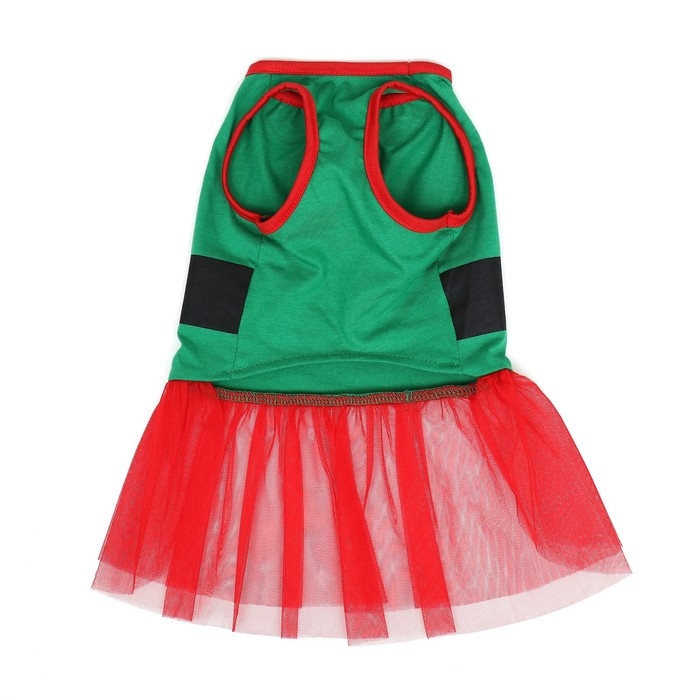 Костюм для животных Костюм для животных "Эльфийка", размер S (ДС 27, ОГ 38, ОШ 25 см), красно-зелёный