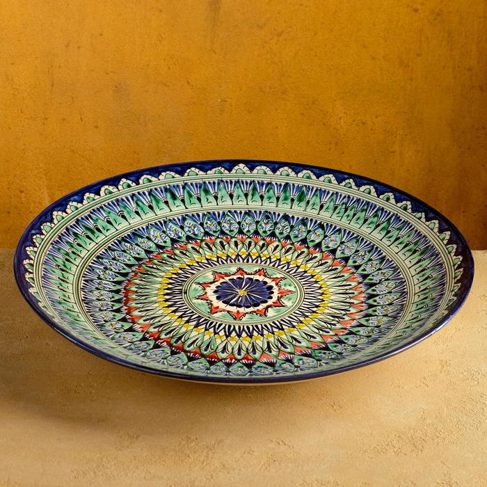 Ляган Риштанская Керамика  Ляган Риштанская Керамика "Узоры", 42 см, синий микс