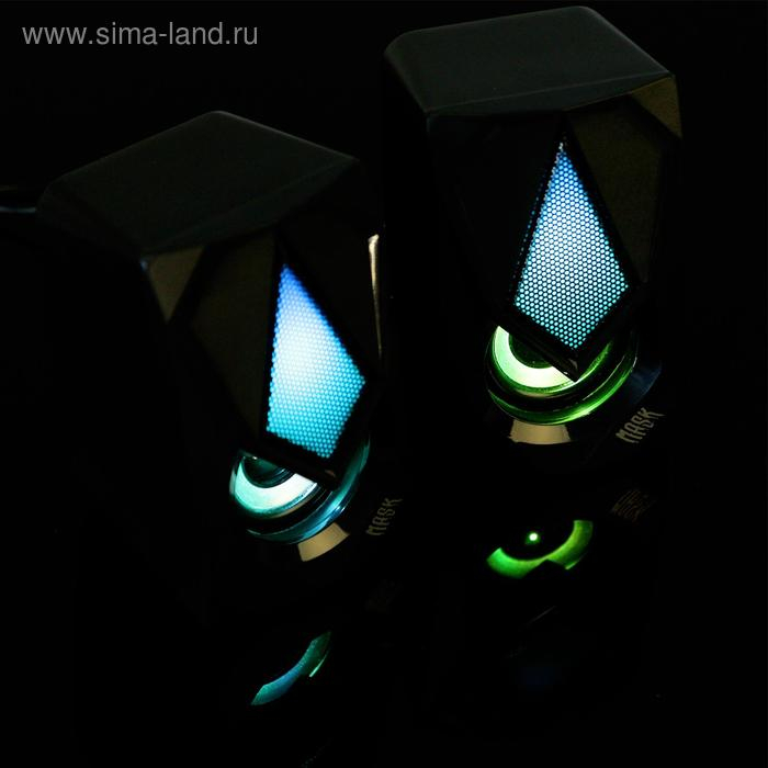 Компьютерные колонки 2.0 Qumo Mask AS004, 2х5 Вт, USB, RGB подсветка, чёрные Компьютерные колонки 2.0 Qumo Mask AS004, 2х5 Вт, USB, RGB подсветка, чёрные