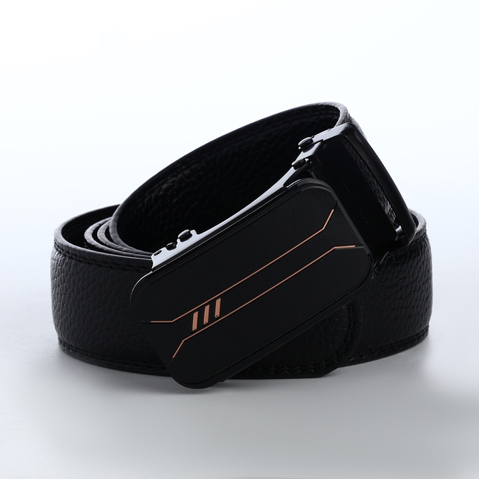 Ремень мужской, ширина 3,5 см, пряжка автомат, цвет чёрный