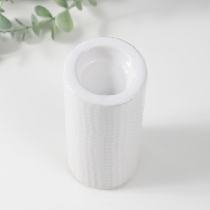 Подсвечник керамика на 1 свечу Подсвечник керамика на 1 свечу "Капли воды" d=4 см белый 6,5х6,5х14,5 см