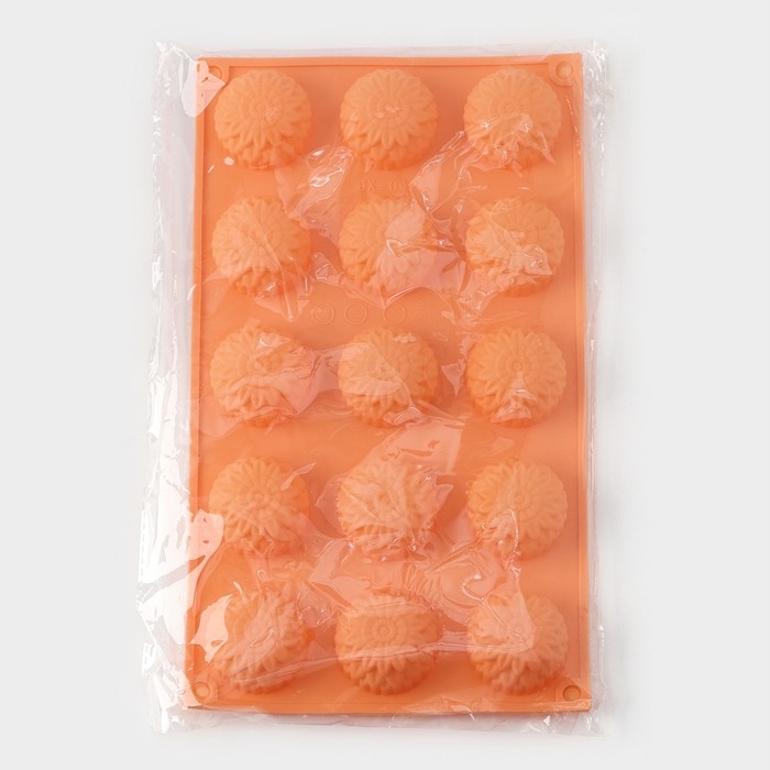 Форма для конфет и шоколада «Цветы. Хризантема», силикон, 29×17×2 см, 15 ячеек, цвет оранжевый Форма для конфет и шоколада «Цветы. Хризантема», силикон, 29×17×2 см, 15 ячеек, цвет оранжевый