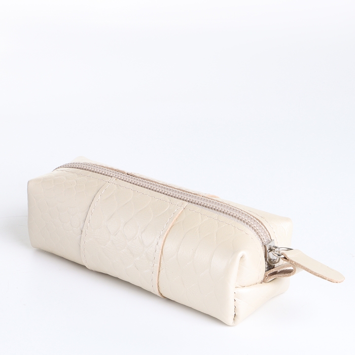 Ключница, TEXTURA, 12,5х4,5х3,5 см, на молнии, кольцо, питон молочный 130 Ключница, TEXTURA, 12,5х4,5х3,5 см, на молнии, кольцо, питон молочный 130