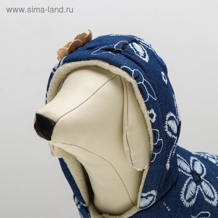 Куртка для собак с цветами, XXL (ДС 40 см, ОШ 35 см, ОГ 55 см), тёмно-синяя Куртка для собак с цветами, XXL (ДС 40 см, ОШ 35 см, ОГ 55 см), тёмно-синяя