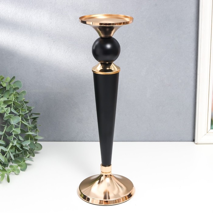 Подсвечник металл на 1 свечу Подсвечник металл на 1 свечу "Давид" чёрный с золотом 33,3х11,5х11,5 см