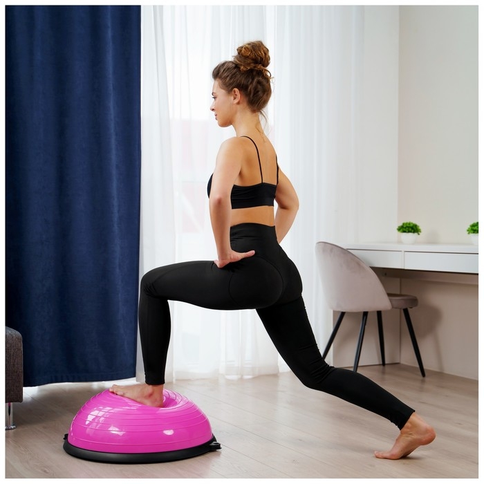 Полусфера BOSU гимнастическая, 55 х 20 см, с насосом, цвет розовый Полусфера BOSU гимнастическая, 55 х 20 см, с насосом, цвет розовый