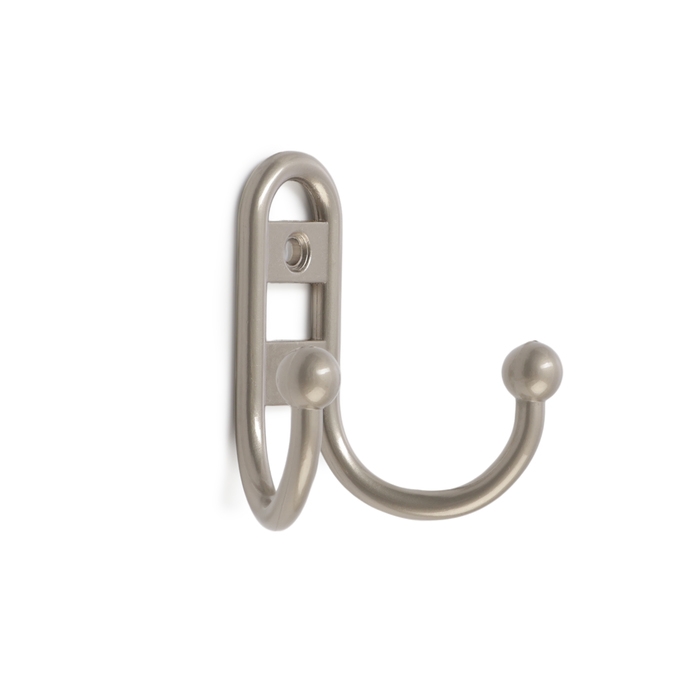Крючок мебельный ТУНДРА TKD017 LIGHT, двухрожковый, матовый никель Крючок мебельный ТУНДРА TKD017 LIGHT, двухрожковый, матовый никель