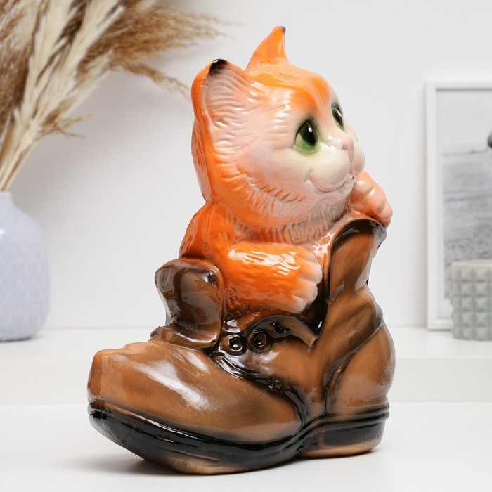 Копилка Копилка "Кот в ботинке" рыжий, 20см