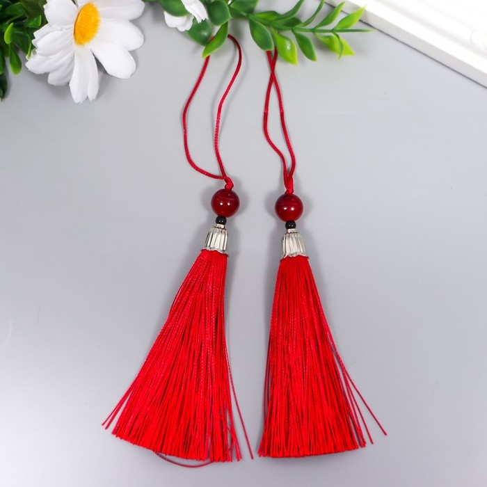 Декор для творчества текстиль Декор для творчества текстиль "Кисть с бусинкой" кирпич набор 2 шт 10х1 см