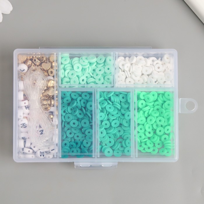 Бусины в шкатулке Бусины в шкатулке "Зелёные" нить 0,8 мм 5 м 12х8,4х2,2 см