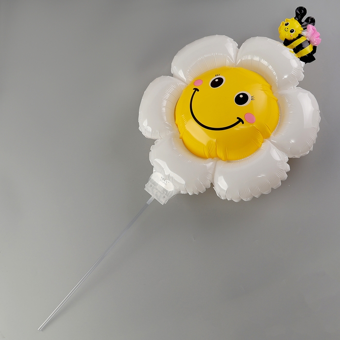 Шар полимерный 16 Шар полимерный 16" «Ромашка белая с пчёлкой», с палочкой