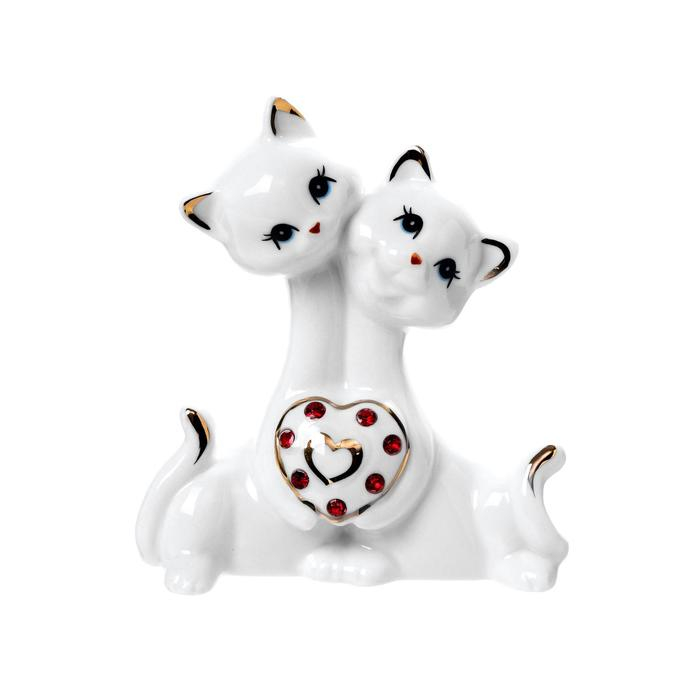 Сувенир керамика Сувенир керамика "Котята с сердцем со стразами" белый с золотом 10,2 см