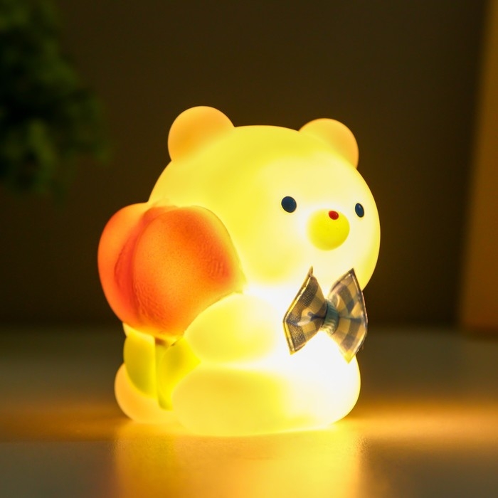 Ночник Ночник "Мишка" LED от батареек бело-розовый 8,3х9 см RISALUX