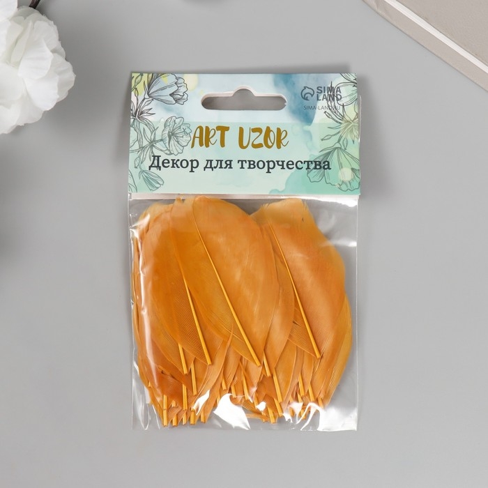 Перо декоративное гусиное "Осень" в форме листа набор 40 шт h=5-7 см