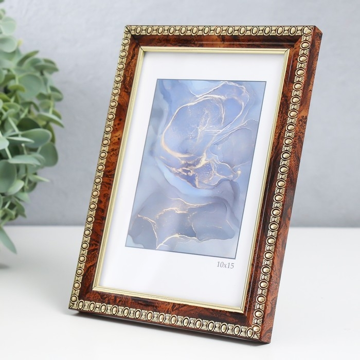 Фоторамка пластик Фоторамка пластик "Камея" 10x15 см, карельская берёза