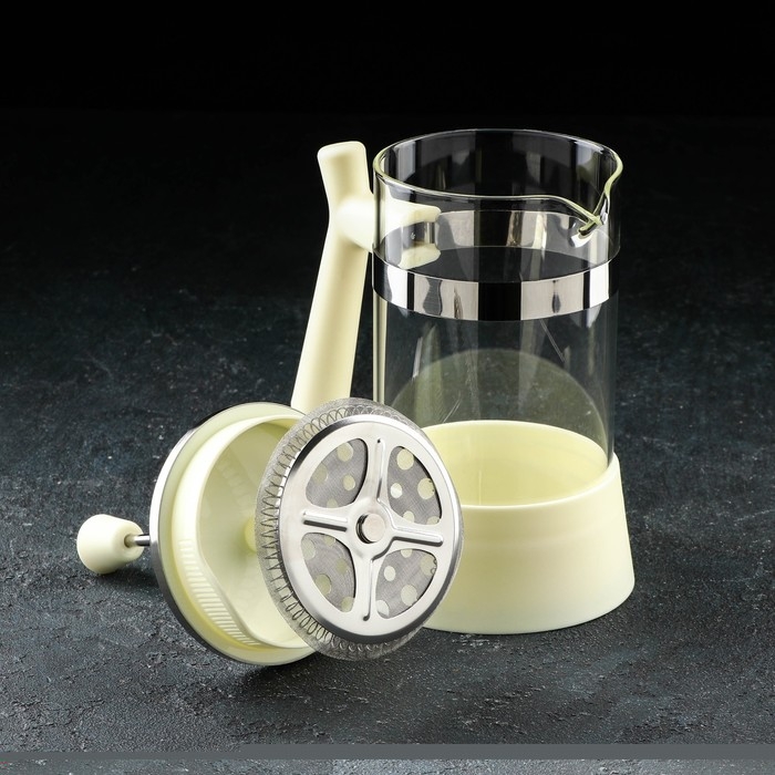 Чайник заварочный френч - пресс Magistro «Бостон», 600 мл, стекло, цвет молочный Чайник заварочный френч - пресс Magistro «Бостон», 600 мл, стекло, цвет молочный