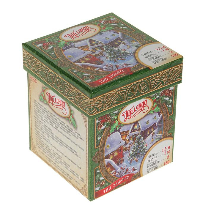 Гирлянда «Занавес» 1.5 × 1 м, IP20, прозрачная нить, 180 LED, свечение мульти, 8 режимов, 220 В Гирлянда «Занавес» 1.5 × 1 м, IP20, прозрачная нить, 180 LED, свечение мульти, 8 режимов, 220 В