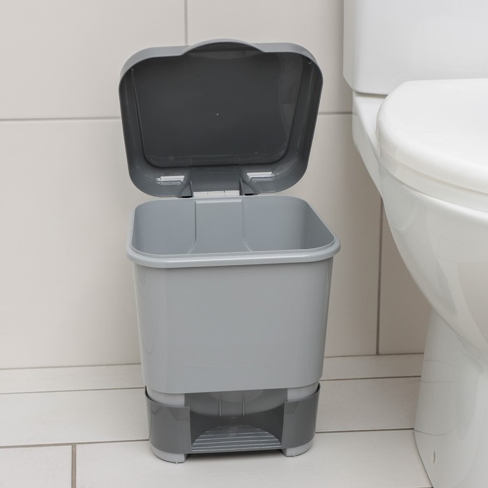 Контейнер для мусора с педалью, 8 л, 24×25,5×29,5 см, цвет серый Контейнер для мусора с педалью, 8 л, 24×25,5×29,5 см, цвет серый