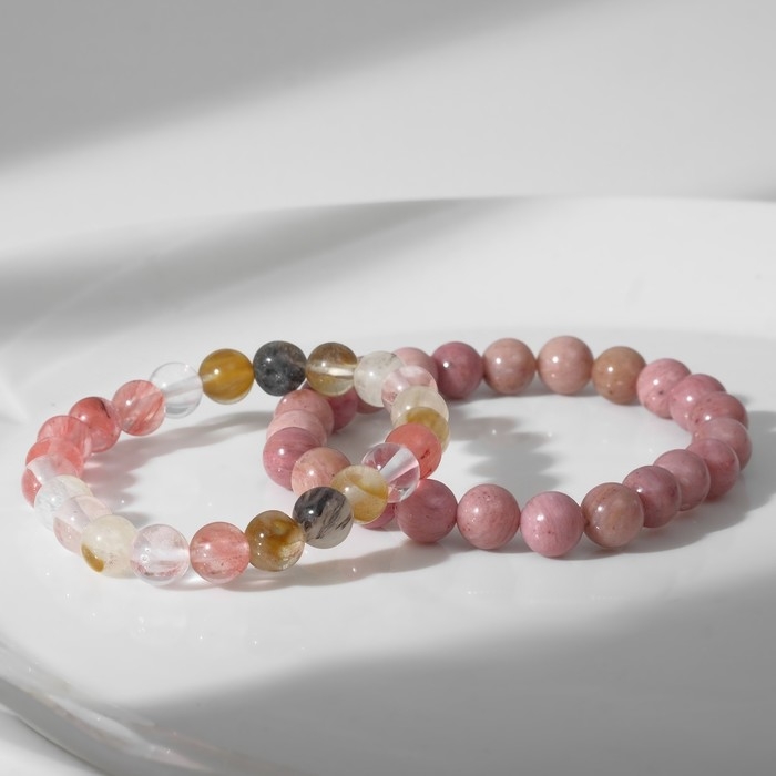 Набор браслетов 2 шт. шар №8 «Халцедон и Родонит», 5,5 см Набор браслетов 2 шт. шар №8 «Халцедон и Родонит», 5,5 см