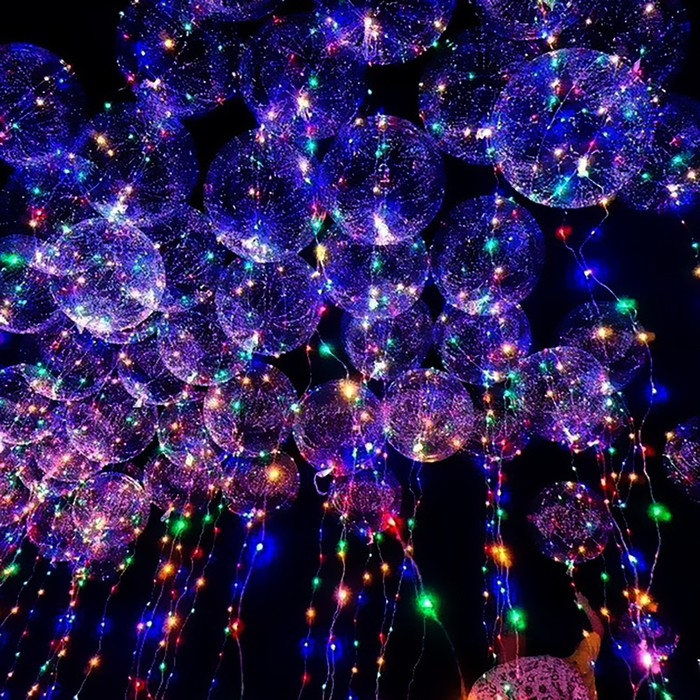 Светодиодная лента для воздушного шара, гирлянда, 2 метра, батарейка, цвет белый Светодиодная лента для воздушного шара, гирлянда, 2 метра, батарейка, цвет белый