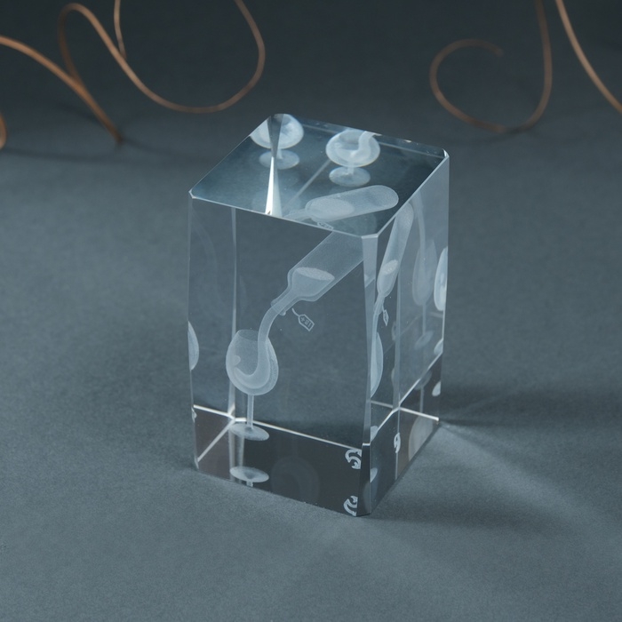 Сувенир стекло прямоугольник Сувенир стекло прямоугольник "Бокал и вино" 5х5х8 см