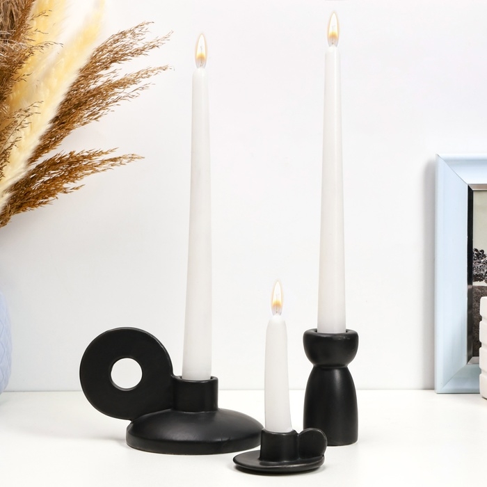 Набор подсвечников Набор подсвечников "Лео, Лунд, Саймон" черный глянец, 3шт/8х10см/4х8см/3х6см