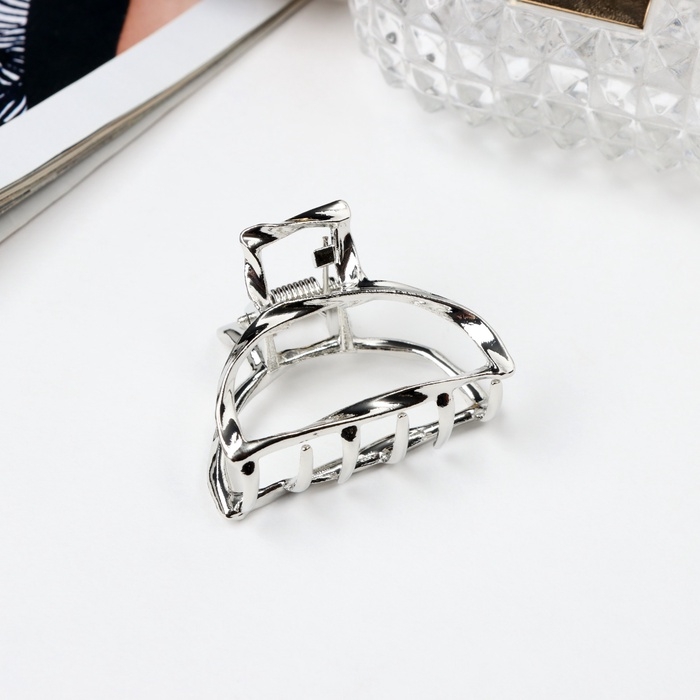 Краб для волос Краб для волос "Cабина" дуга, 4 см, серебро