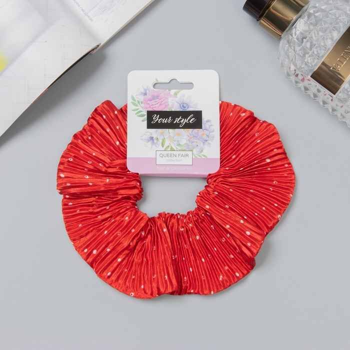 Резинка для волос Резинка для волос "Орбита" жатка крапинки, 12 см, красный