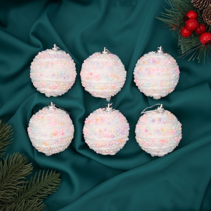 Набор шаров пластик d-6 см, 6 шт Набор шаров пластик d-6 см, 6 шт "Маттео"