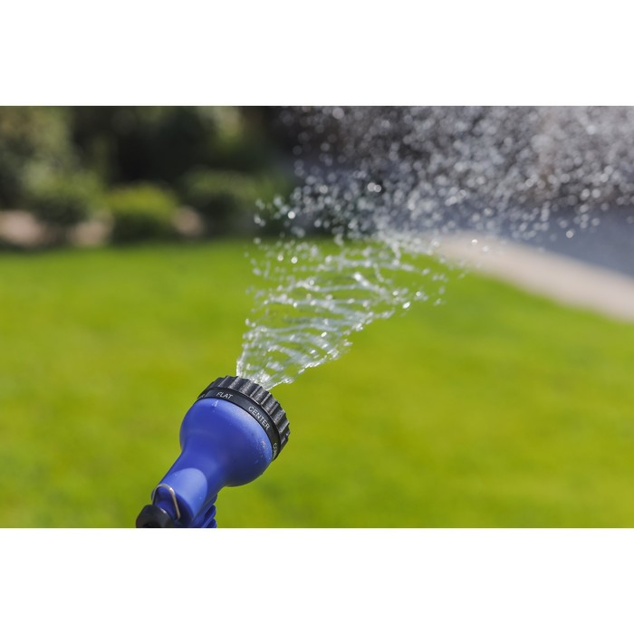 Шланг поливочный растягивающийся от 7,5 до 22,5 м, латекс, быстросъёмный, с поливочным пистолетом и штуцером, Greengo Шланг поливочный растягивающийся от 7,5 до 22,5 м, латекс, быстросъёмный, с поливочным пистолетом и штуцером, Greengo