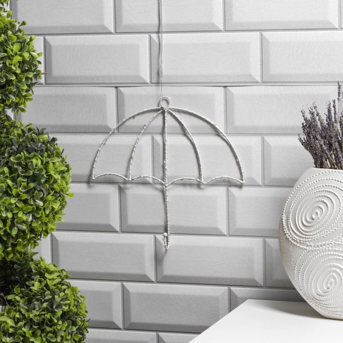 Светодиодная фигура «Зонт» 25 × 23 см, металл, батарейки ААх2 (не в комплекте), свечение тёплое белое Светодиодная фигура «Зонт» 25 × 23 см, металл, батарейки ААх2 (не в комплекте), свечение тёплое белое