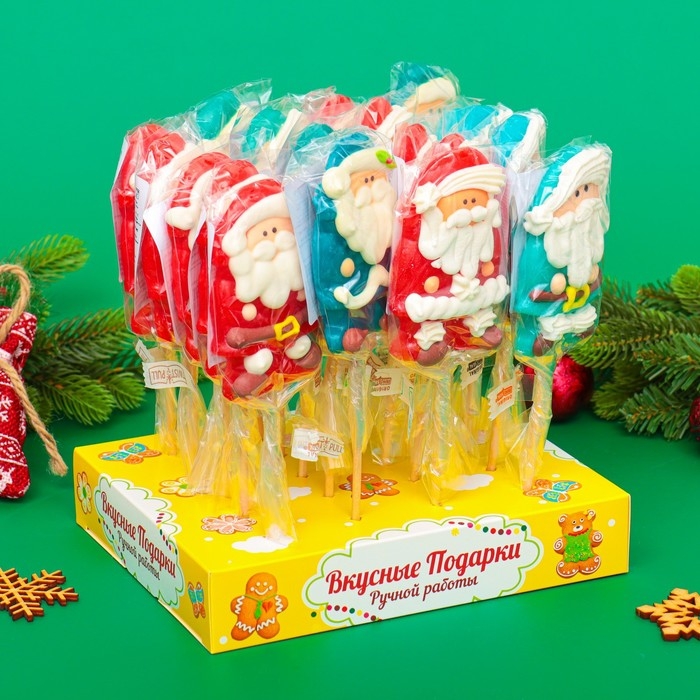Новый год. Карамель леденцовая на палочке Новый год. Карамель леденцовая на палочке "Дед Мороз 3D", ассорти, 45 г