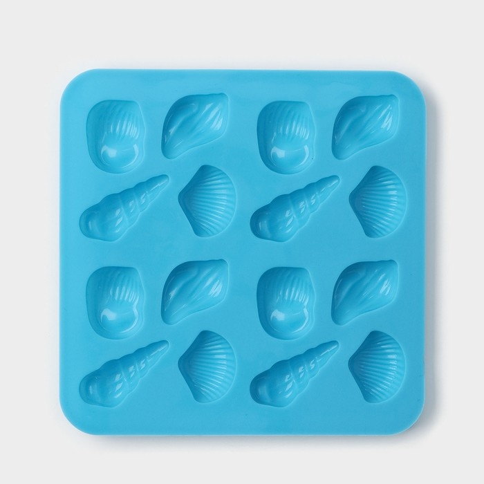 Форма для конфет и шоколада Доляна «Ракушки», силикон, 17,3×17,3 см, 16 ячеек (3,4×2,5 см), цвет МИКС Форма для конфет и шоколада Доляна «Ракушки», силикон, 17,3×17,3 см, 16 ячеек (3,4×2,5 см), цвет МИКС