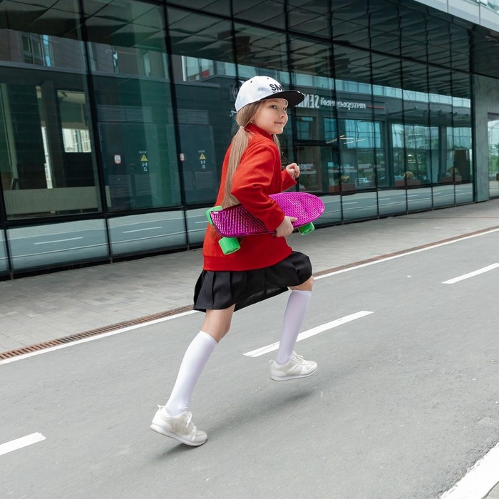 Пенниборд ONLYTOP, 56х15 см, колёса PU 60х45 мм, алюминиевая рама, цвет фиолетовый Пенниборд ONLYTOP, 56х15 см, колёса PU 60х45 мм, алюминиевая рама, цвет фиолетовый