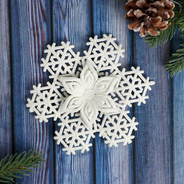 Украшение ёлочное Украшение ёлочное "Снежинка - зимний цветок" 12 см, белый