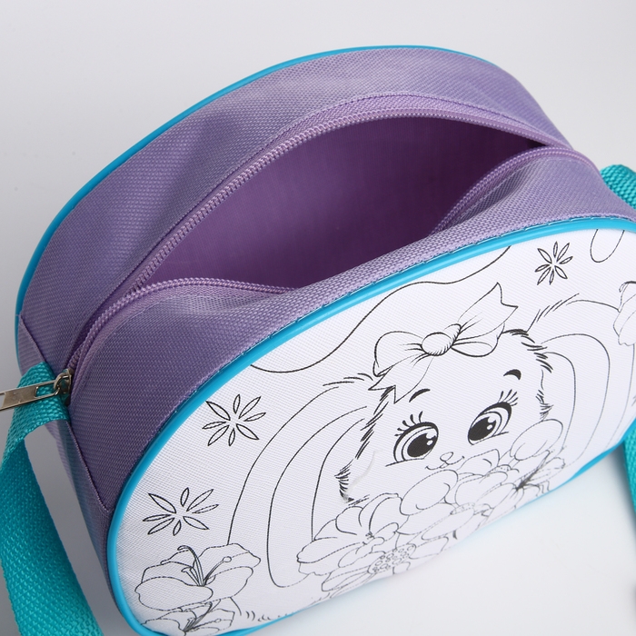 Сумка детская для девочки через плечо  Сумка детская для девочки через плечо "Кролик с цветами" 22х16 см