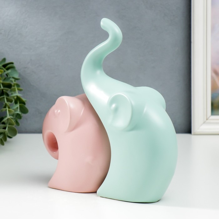 Сувенир керамика Сувенир керамика "Два слона" пастель матовый набор 2 шт 12х12 22х13 см