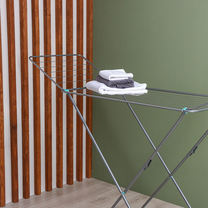 Сушилка для белья напольная складная, рабочая длина 18 м, высота от пола 95 см, ширина 54 см, цвет серый Сушилка для белья напольная складная, рабочая длина 18 м, высота от пола 95 см, ширина 54 см, цвет серый