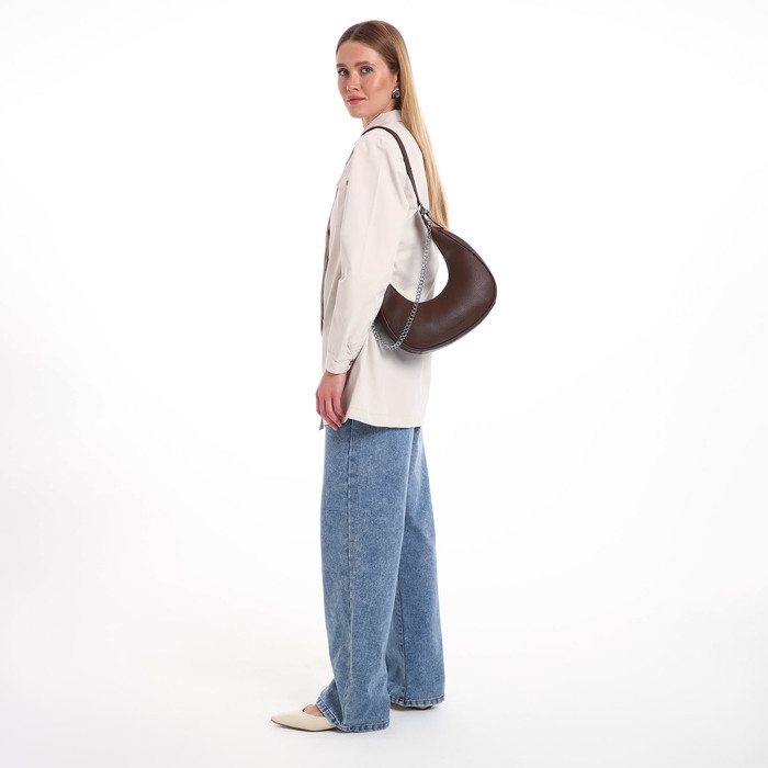 Сумка женская хобо на молнии TEXTURA, средний размер, цвет коричневый Сумка женская хобо на молнии TEXTURA, средний размер, цвет коричневый