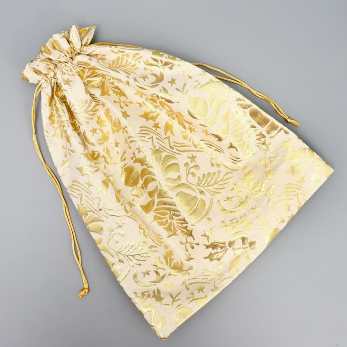 Мешочек подарочный парча «Новогодняя мелодия», тиснение, 30 х 40 см +/- 1.5 см, Новый год Мешочек подарочный парча «Новогодняя мелодия», тиснение, 30 х 40 см +/- 1.5 см, Новый год