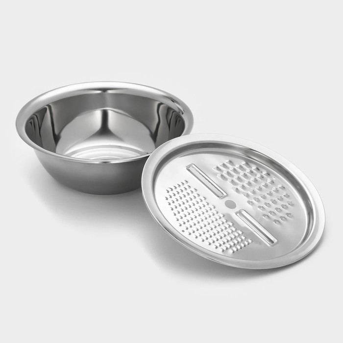 Набор посуды из нержавеющей стали «Помощник», d=28 см (миска), h=9,4 см (тёрка) Набор посуды из нержавеющей стали «Помощник», d=28 см (миска), h=9,4 см (тёрка)