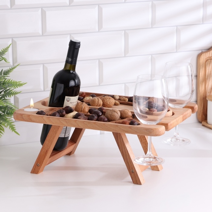 Менажница из бука  Менажница из бука "Винный столик прямоугольный" №4