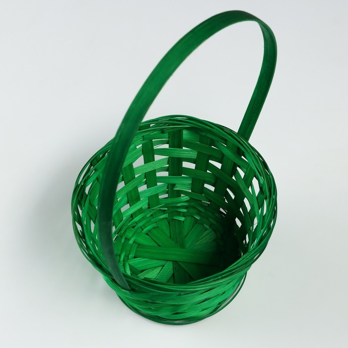 Корзина плетеная, D17 х 9 х 30 см, зеленая, бамбук Корзина плетеная, D17 х 9 х 30 см, зеленая, бамбук