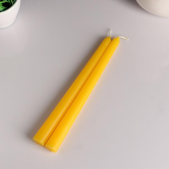 Набор свечей античных, 2,2х 25  см, лакированная 2 штуки, жёлтый Набор свечей античных, 2,2х 25  см, лакированная 2 штуки, жёлтый