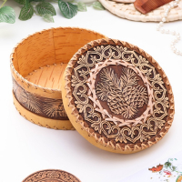 Шкатулка &laquo;Шишки&raquo;, 18,5&times;18,5&times;8 см, береста